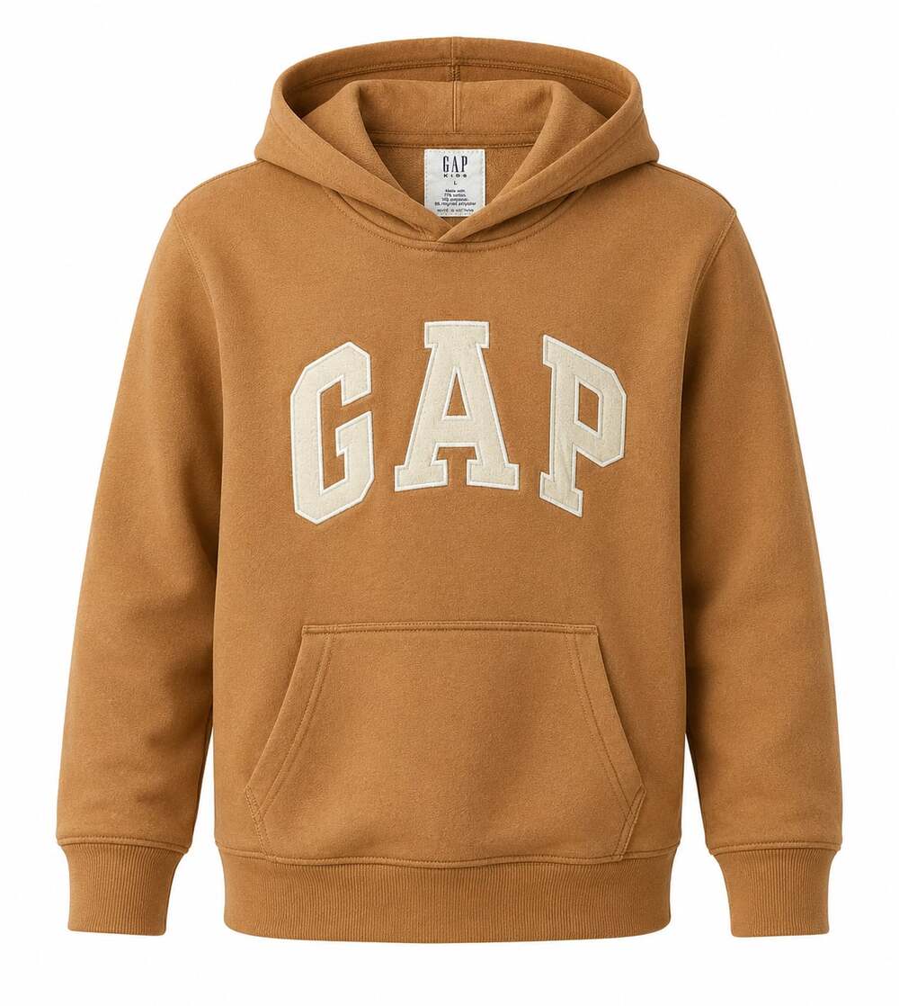 Gap Kids Heritage Logo Pullover Hoodie in Brown